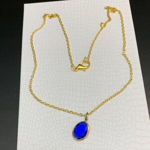 Elegant Gold tone  and Blue Pendant Necklace Exclusive offer Buy 1get one FREE